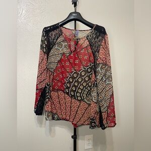 Bluebella Red and Black Relaxed Asymmetrical Blouse